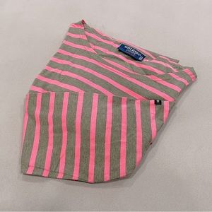 Saint James Pink and Gray Striped Long Sleeve Tee